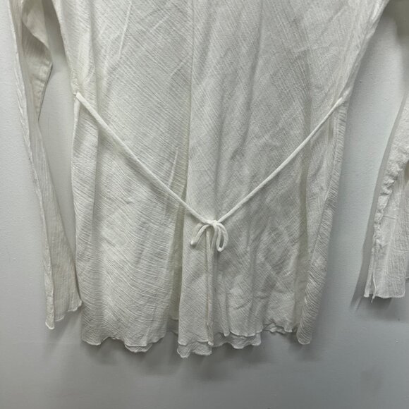 NWT No Boundaries L Long Sleeve White Crochet Trim Tunic Top With Beaded Accent - Picture 9 of 11